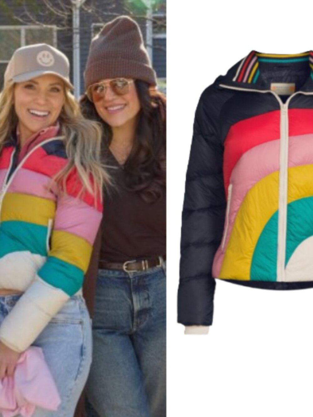 Marine Layer Archive Apres Puffer Jacket in Navy Rainbow Wave Small - Picture 4 of 10